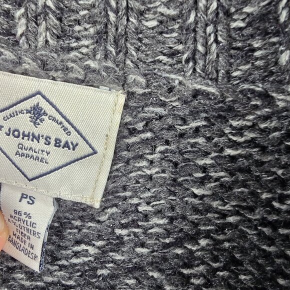 St. Johns Bay Womens Cable Knit Button Front Sweater Charcoal Black - Picture 4 of 8